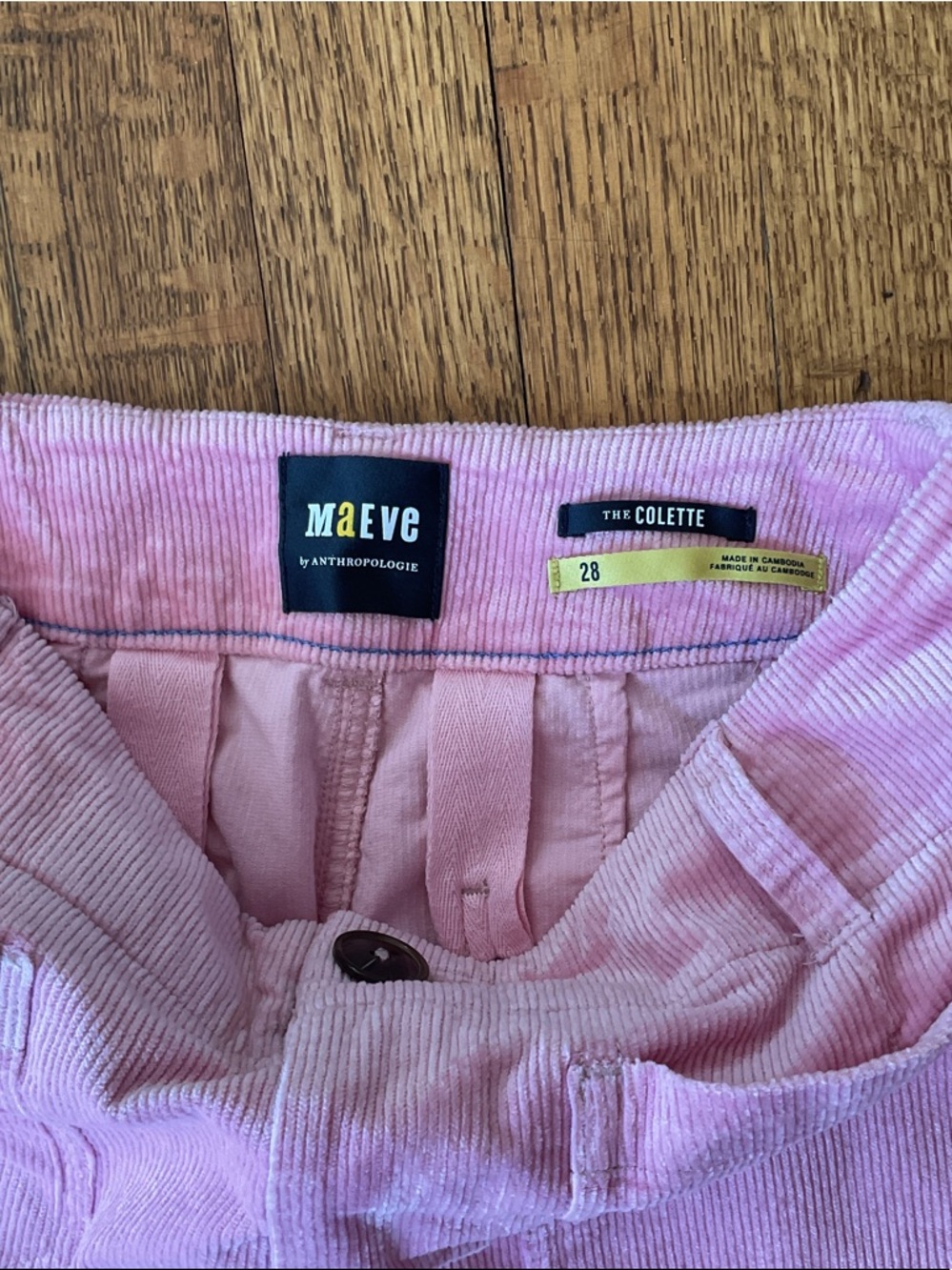 Anthropologie  Maeve Colette Blush Pink Wide-Leg Corduroy Pants - Picture 6 of 9